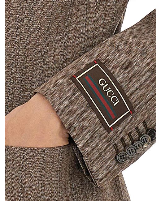 Gucci Brown Herringbone Wool Jacket