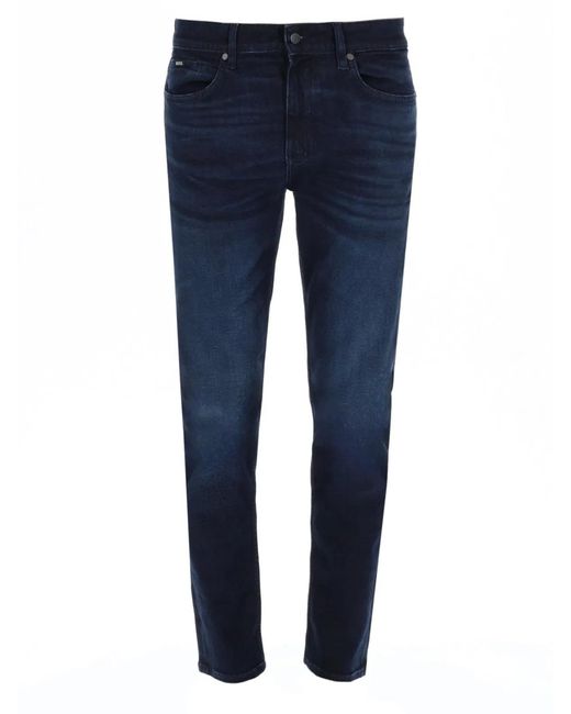 Boss Blue Denim Cow Hide Leather Polyamide Polyester Polyurethane Ethylene Vinyl Acetate Rubber Jeans for men