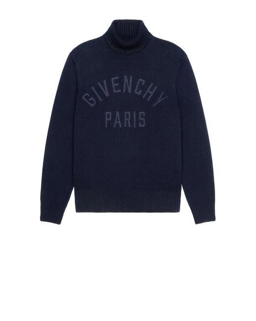 Givenchy Blue Cotton Turtle Neck Sweater for men