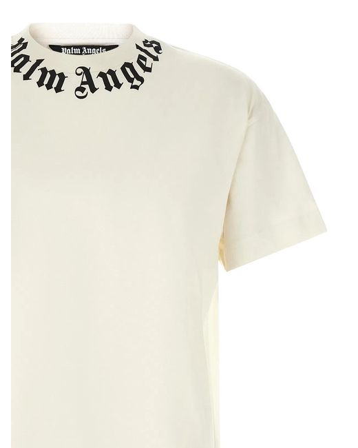 Palm Angels White 'Neck Logo' T-Shirt for men