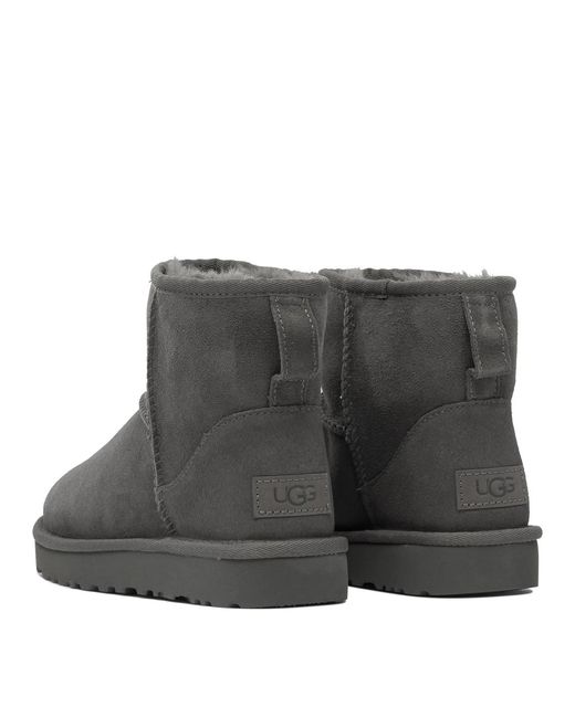 Ugg Gray Classic Mini Ii Suede Boots With Shearling Lining