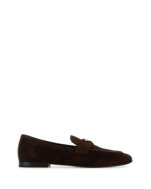Prada Black Dark Suede Loafers