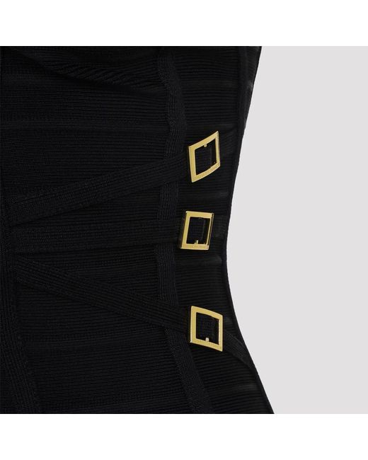 Elisabetta Franchi Black Shaping Midi Dress