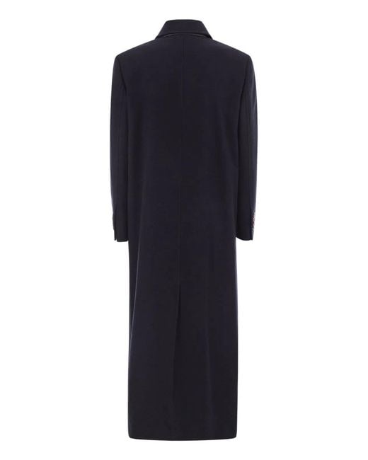 Brunello Cucinelli Blue Long Wool Coat With Jewellery