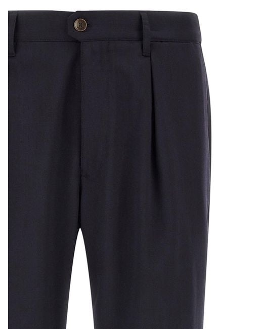 Incotex Blue Formal Pants With Pleats for men