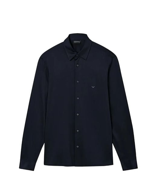 Emporio Armani Blue Cotton Blend Shirt for men