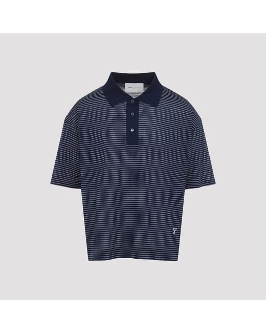 AMI Blue Striped Cotton Polo