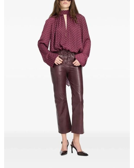 ROTATE BIRGER CHRISTENSEN Purple Satin Bow Shirt