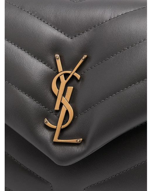 Saint Laurent Gray Luxurious Storm Calfskin Shoulder Bag For