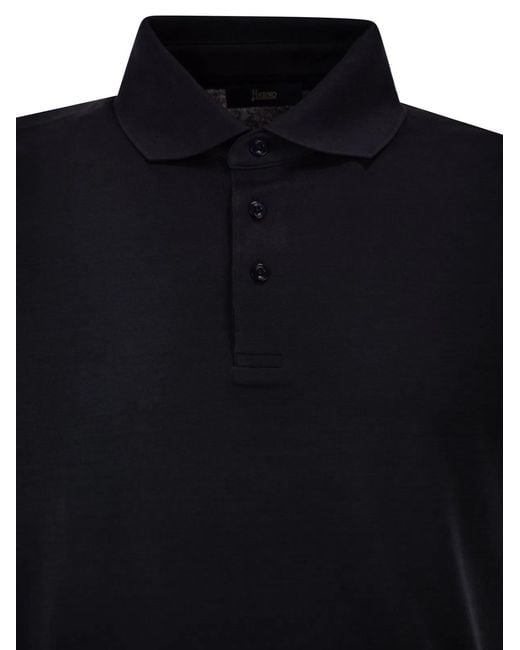 Herno Black Cotton Jersey Polo Shirt for men