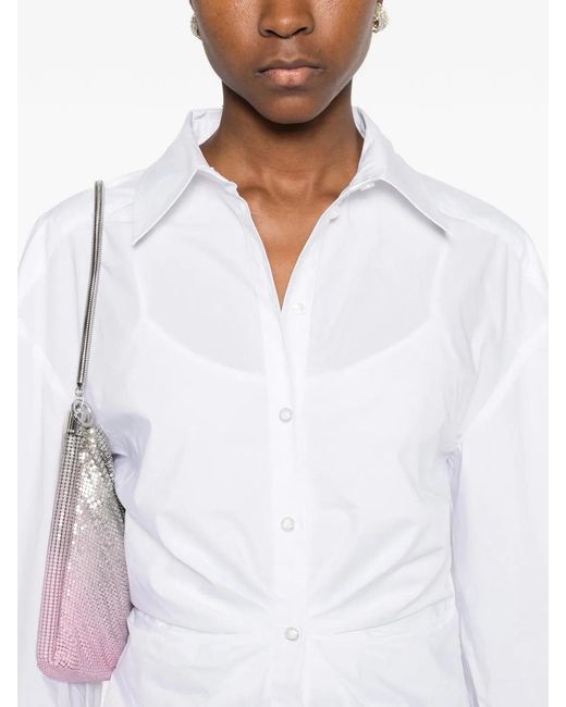 ROTATE BIRGER CHRISTENSEN White Knotted Shirt Dress