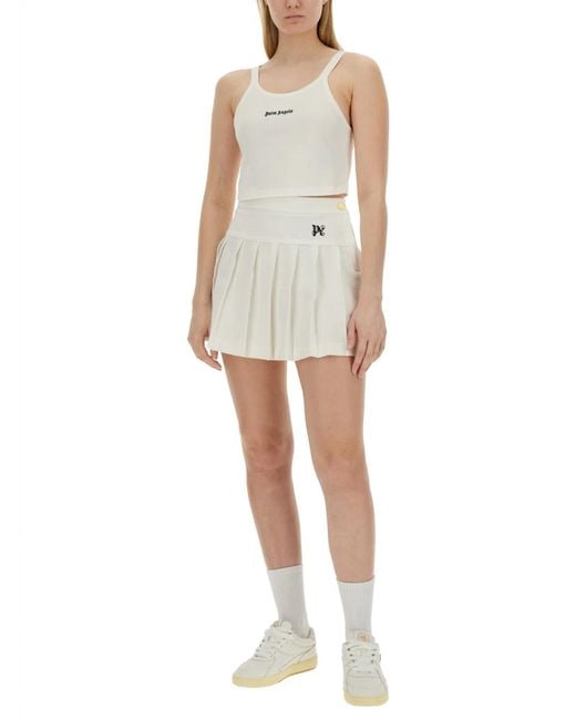 Palm Angels White Tank Top With Logo