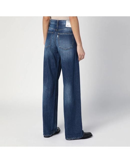 Department 5 Blue Wide-Leg Pop Jeans With Washed Effect