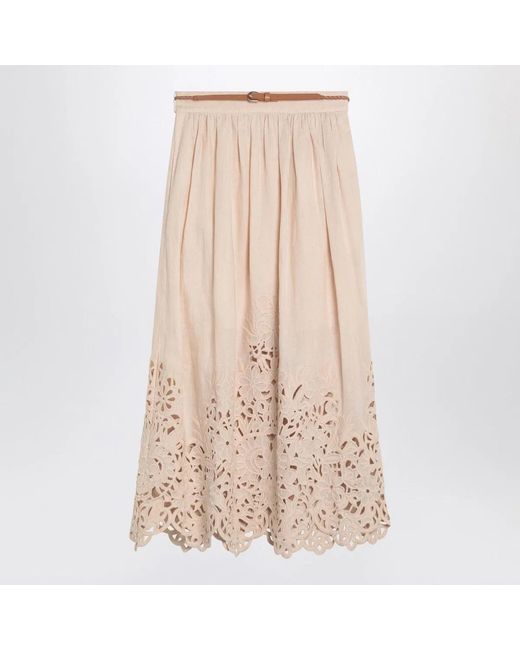 Zimmermann Natural Wylie Cream Colored Midi Skirt