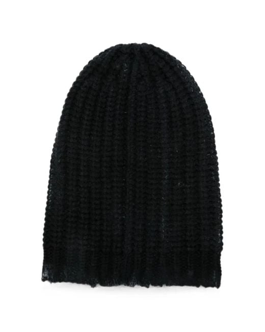 Avant Toi Black Hand Painted Corn Cob Stitch Hat With Destroyed Edges for men