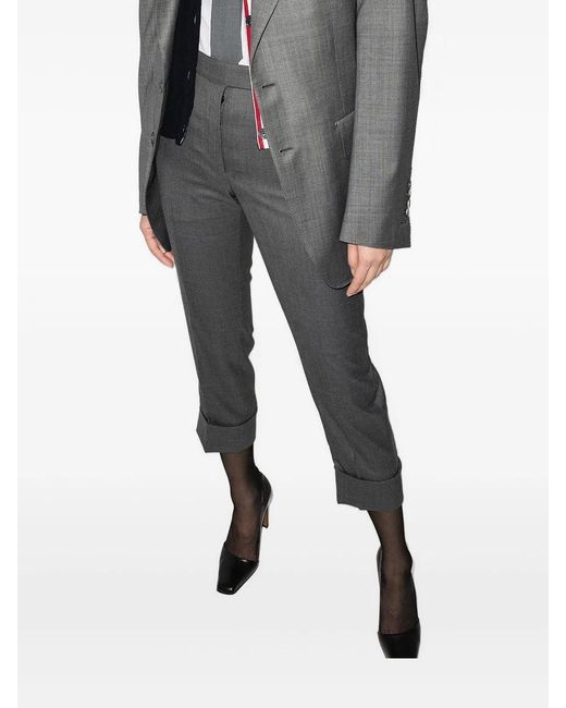 Thom Browne Gray Super 120S Cropped Wool Trousers