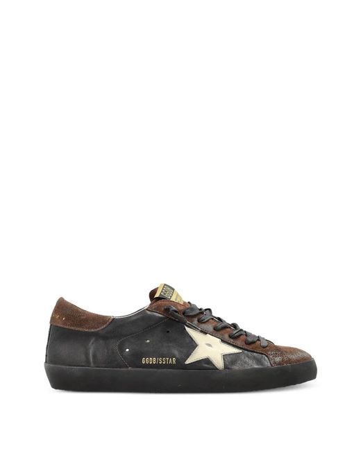 Golden Goose Deluxe Brand Black Super-Star Panelled Leather Sneakers for men