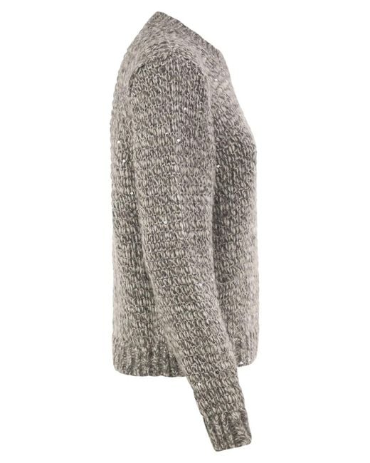 Herno Gray Alpaca-Blend Jumper With Sequins