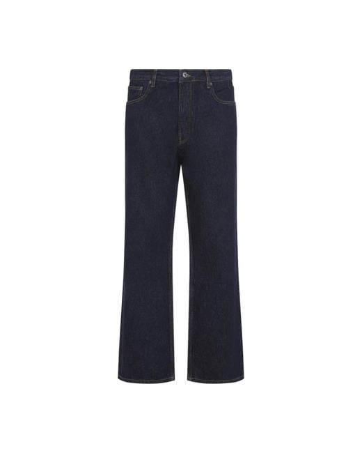 Off-White c/o Virgil Abloh Blue Raw Half Arrow Slim Relax Jeans for men