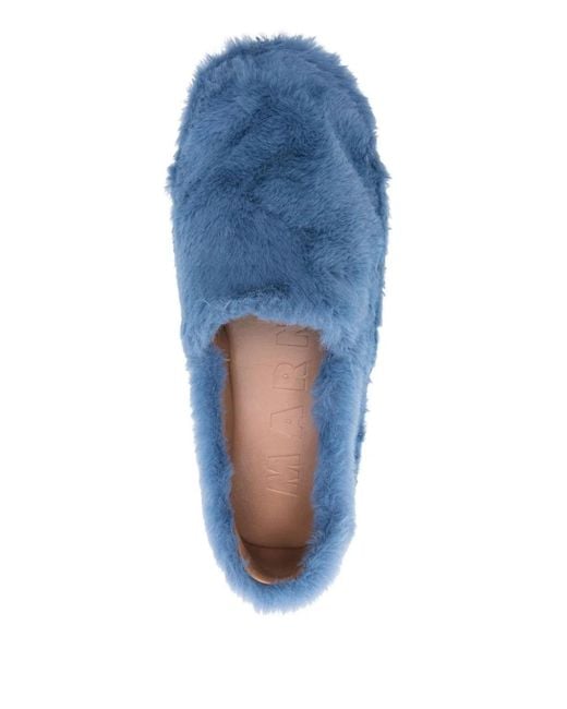 Marni Blue Faux Fur Slip-On Loafers for men