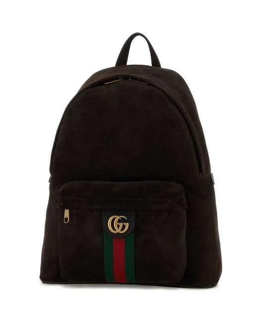 Gucci Black Dark Suede Medium Ophidia Backpack for men