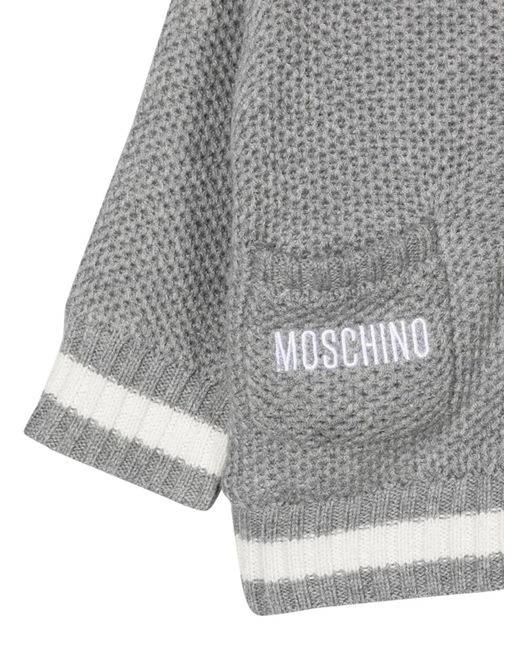 Moschino Gray Teddy Bear Hooded Cardigan