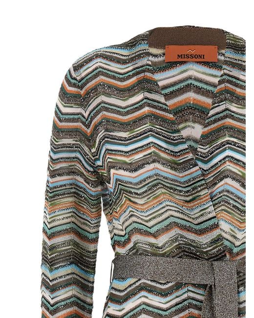 Missoni Gray Chevron Lamé Cardigan
