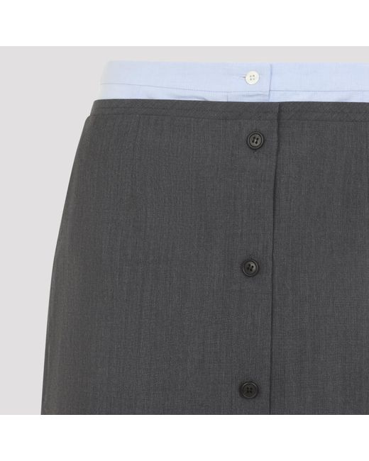Prada Gray Midi Skirt With Button