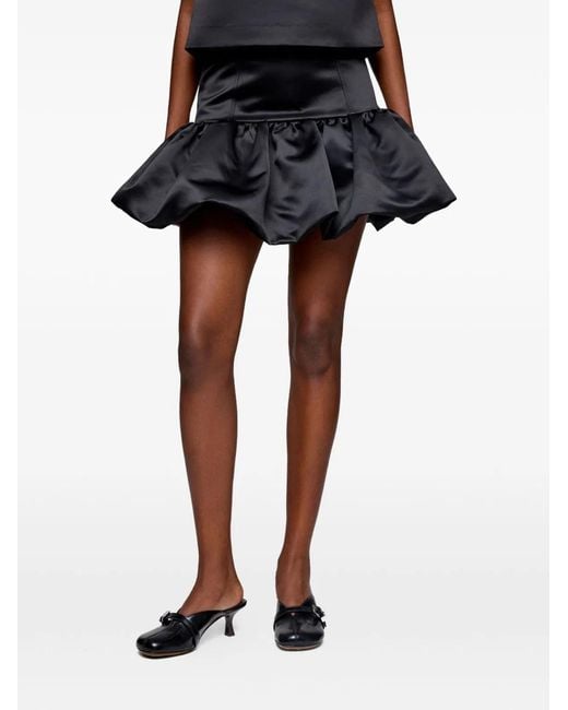 Ganni Black Satin Mini Skirt
