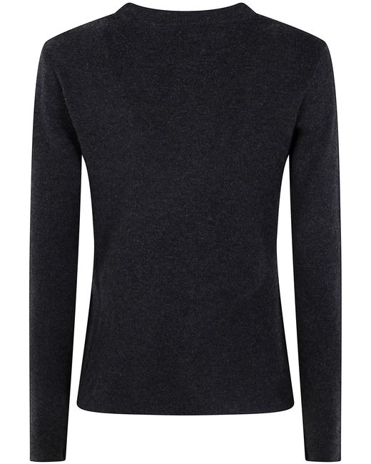 Max Mara Black "Ticino" Logo Long Sleeves Round Neck Sweater
