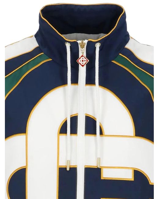 Casablanca Blue Zip-Fastening Logo-Detail Jacket for men