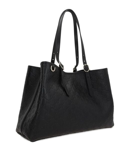 Gucci Black Gg Emblem Large Shopping Bag