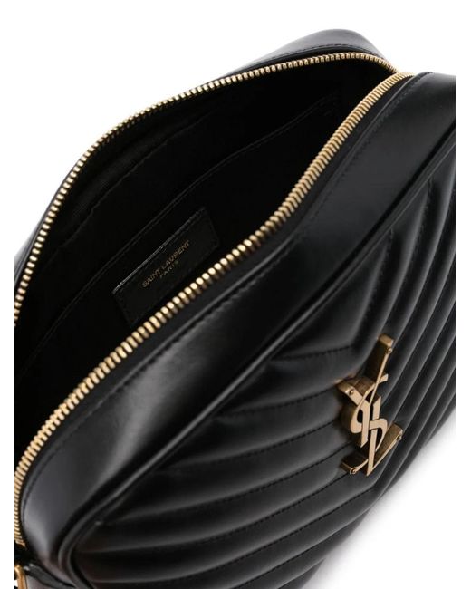 Saint Laurent Black Lou Quilted Crossbody Bag