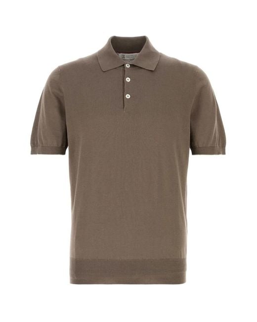 Brunello Cucinelli Brown Polo Sweater for men