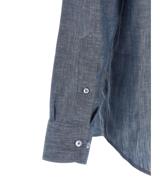 Etro Blue Linen Shirt for men