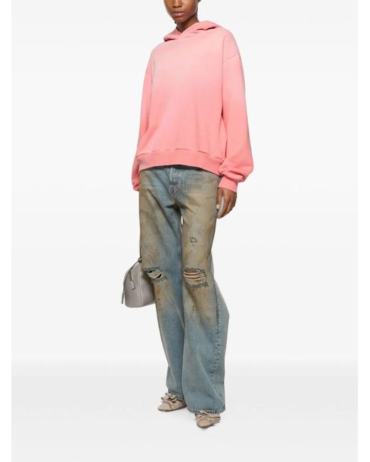 Acne Pink Logo Cotton Hoodie
