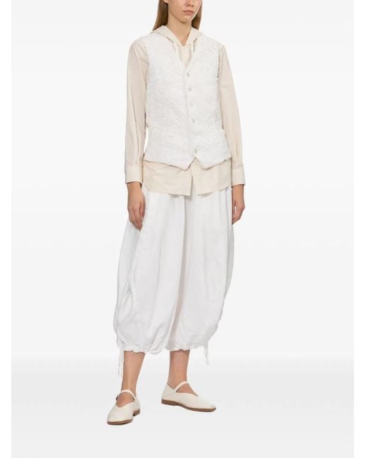 Comme des Garçons White Floral-Embroidered Vest