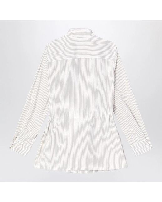 Fendi White Striped Cotton And Silk Blouson