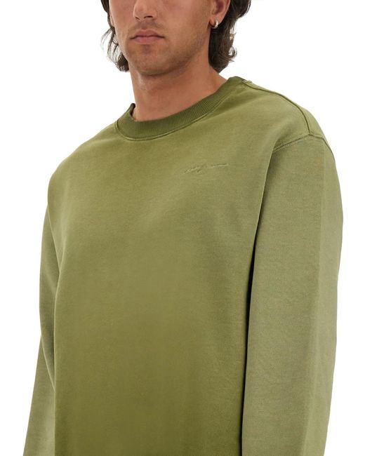 MSGM Green Washed Out Jersey Sweatshirt for men
