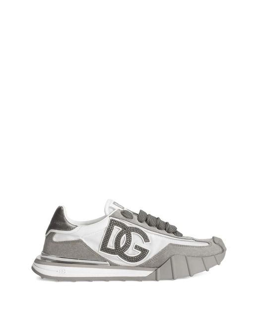 Dolce & Gabbana White Dolce & Gabbana Graphite Leather Flat Shoes