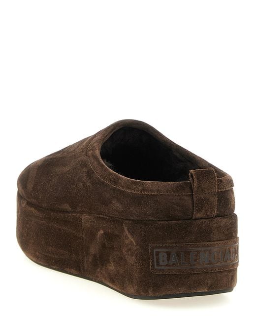 Balenciaga Brown 'Alaska' Platform Mules