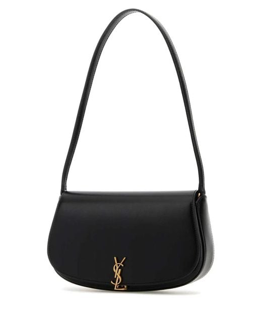 Saint Laurent Black Leather Demi Lune Shoulder Bag