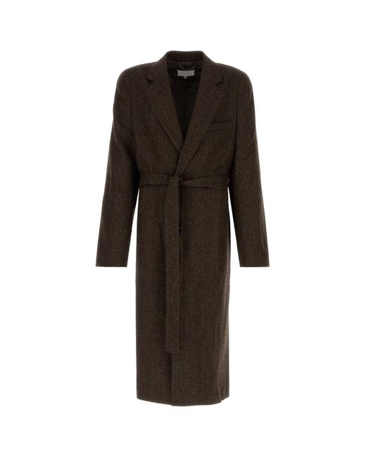 Maison Margiela Black Herringbone Wrapped Coat for men
