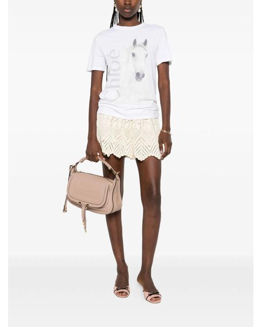Chloé White Ss T-Shirt Horse Logo