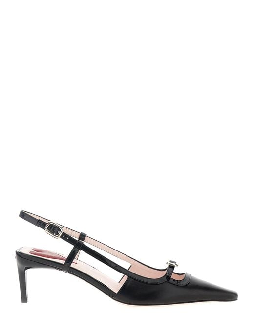 Roger Vivier Black Calfskin Mid Heel Pumps