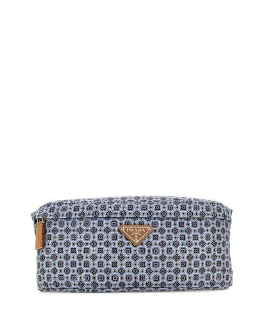 Prada Gray Printed Re-Nylon Belt Bag for men