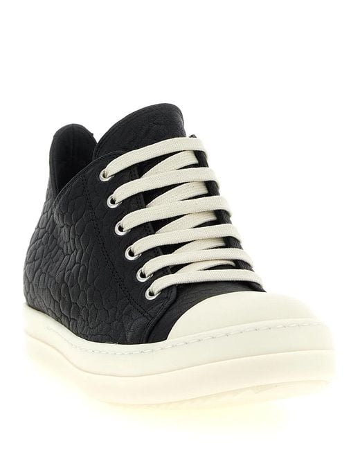 Rick Owens Black Lamb Leather Low Top Sneakers