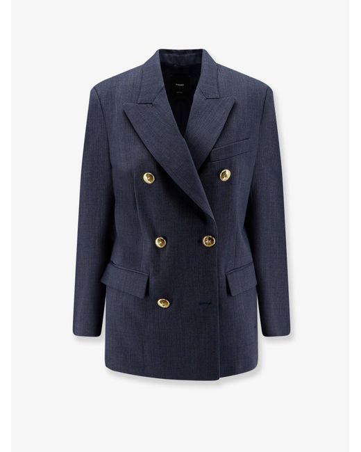 Pinko Blue New Guinea Woven Wool Blazer