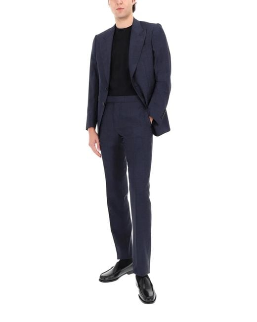 Tom Ford Blue Grand Overcheck Shelton Suit for men