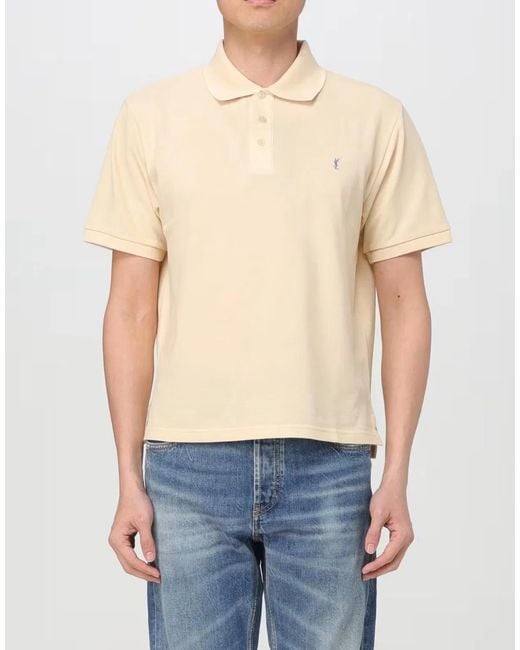 Saint Laurent Natural Cassandre Ysl Logo Polo Shirt for men